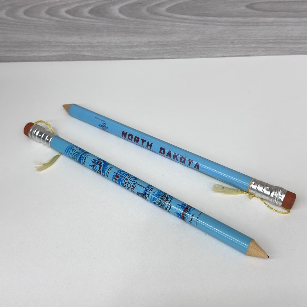 Vintage North Dakota Giant Souvenir Pencils Pair Peace Garden Japan 10 inch MCM